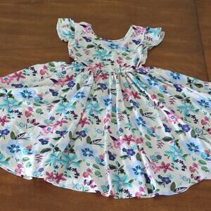 DotDotSmile girls floral short sleeve  twirl Dress little kids size 5/6 GUC